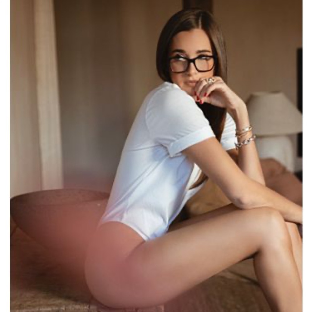 Danielle Bernstein t-shirt bodysuit (S) White NWT